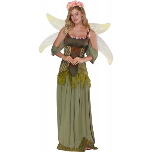  할로윈 용품JJ-GOGO Fairy Costume Women - Forest Princess Costume Adult Halloween Fairy Tale Godmother Costumes