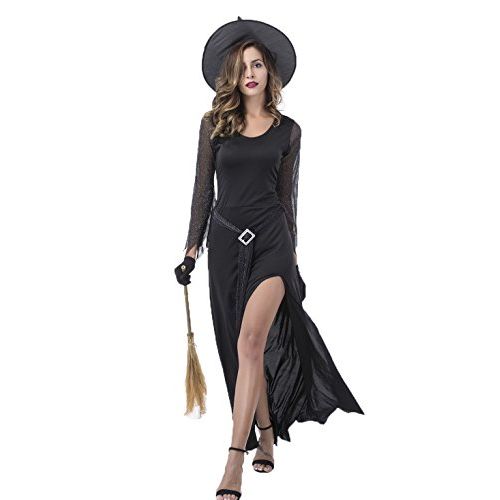  할로윈 용품JJ-GOGO Witch Halloween Costumes for Women - Adult Sexy Black Wicked Witch Costume