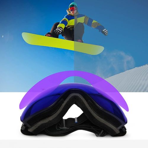  JJINPIXIU Professional Ski Goggles, Large Spherical Double-Layer Anti-Fog Ski Goggles, Childrens Adult Mens and Womens Coca-Myopia Ski Goggles, Double Anti-Fog Lens Anti-Ultraviole
