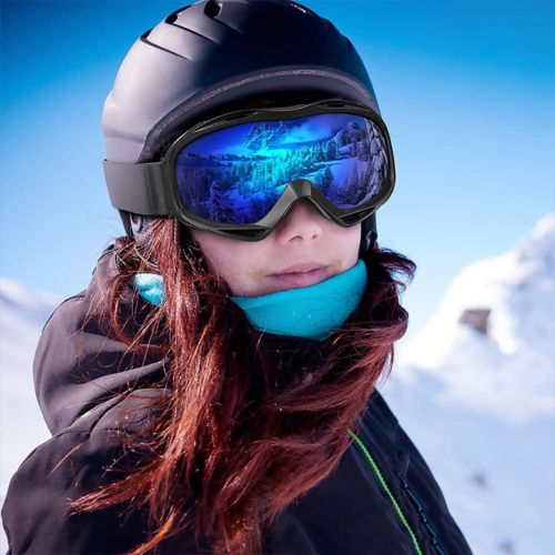  JJINPIXIU Ski Goggles, Anti-UV and Anti-Fog Lenses for Adults and Teenagers, Double-Layer Spherical Lens Ski Goggles, Very Suitable for Boys and Girls Skating, Skiing, and Snow Spo