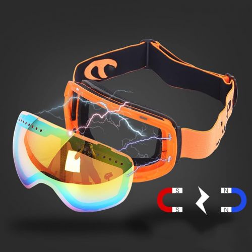  JJINPIXIU Anti-Fog Rimless Ski Goggles, Adult Mountaineering Snow Goggles, Outdoor Mountaineering Goggles, Suitable for Men, Women, Teenagers and Children Snowboarding and Skating