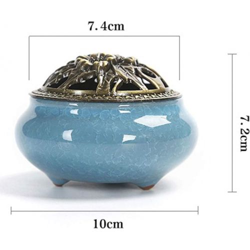  인센스스틱 JJSPP Incense Burner， Ceramic Stick Incense Burner Cone Incense Holder with Alloy Cover (Color : Blue)