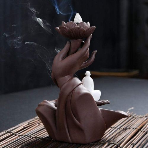  인센스스틱 JJSPP Backflow Incense Burner, Handmade Ceramic Backflow Cone Sticks Incense Holder Home Decor Craftwork Size 140x170mm