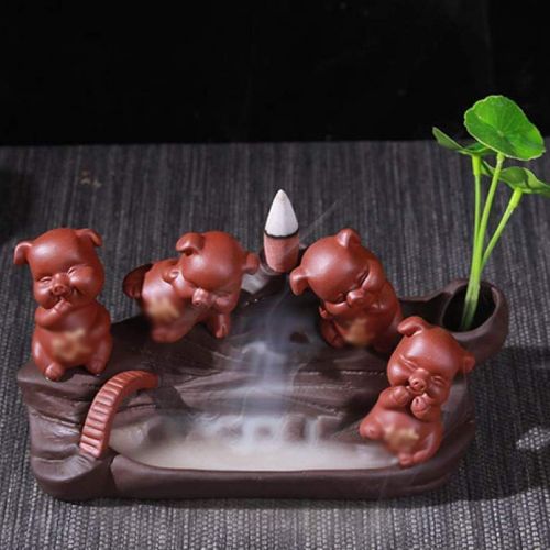  인센스스틱 JJSPP Piggy Incense Burner，Burner Clay Cone Incense Burner Stick Incense Holder Leaf for Home Decoration