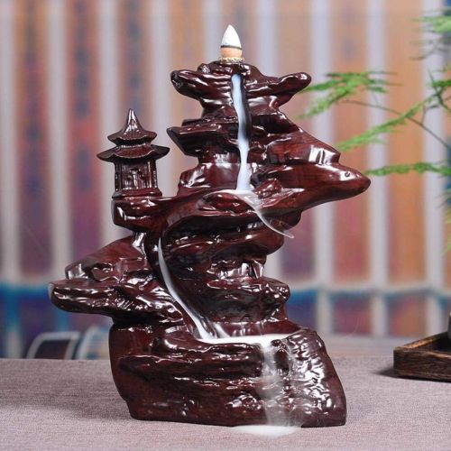  인센스스틱 JJSPP Black Wood Incense Burner，Handmade Backflow Cone Sticks Incense Holder Home Decor