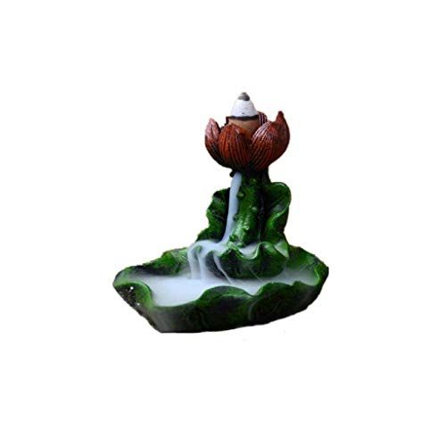  인센스스틱 JJSPP Ceramic Incense Burner- Meditation Auspicious Lotus Back Flow Cone and Stick Incense Burner Holder