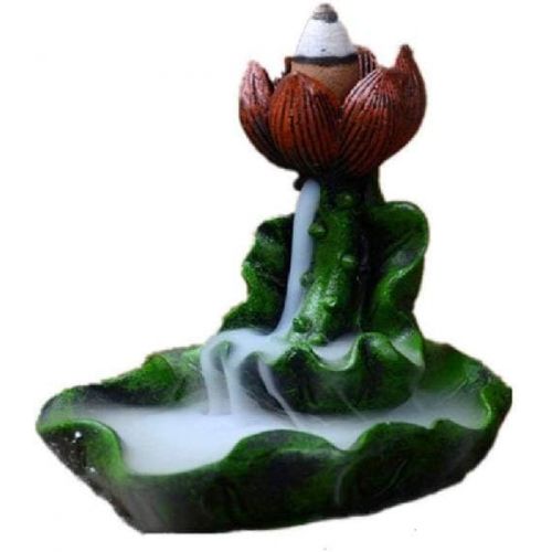  인센스스틱 JJSPP Ceramic Incense Burner- Meditation Auspicious Lotus Back Flow Cone and Stick Incense Burner Holder