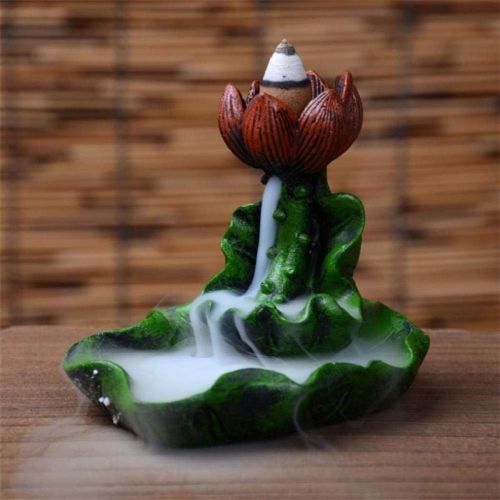  인센스스틱 JJSPP Ceramic Incense Burner- Meditation Auspicious Lotus Back Flow Cone and Stick Incense Burner Holder