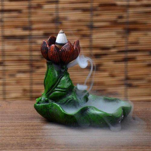  인센스스틱 JJSPP Ceramic Incense Burner- Meditation Auspicious Lotus Back Flow Cone and Stick Incense Burner Holder