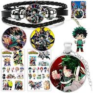 Unknown My Hero Academia Gift Set My Hero Academia Jewelry Bracelet Necklace Set for Anime Fans, 1 My Hero Academia Bracelet 1 Alloy Necklace 1 Keychain 2 Buttons 1 Phone Ring 2 Tattoo Sti