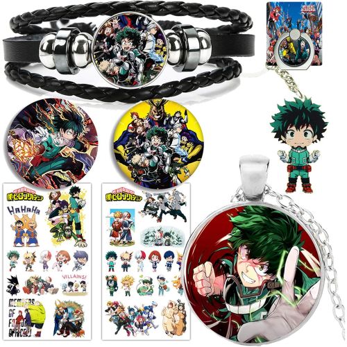  Unknown My Hero Academia Gift Set My Hero Academia Jewelry Bracelet Necklace Set for Anime Fans, 1 My Hero Academia Bracelet 1 Alloy Necklace 1 Keychain 2 Buttons 1 Phone Ring 2 Tattoo Sti