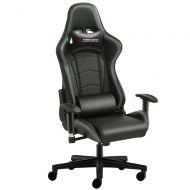 JL Comfurni Racing Gaming Chair Ergonomic Swivel Computer Office Chairs Adjustable Height Reclining High-Back with Lumbar Cushion Headrest - White