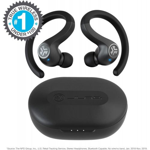  JLab JBuds Air Sport True Wireless Bluetooth Earbuds + Charging Case Black IP66 Sweat Resistance - Class 1 Bluetooth 5.0 Connection 3 EQ Sound Settings JLab Signature, Balanced, Ba