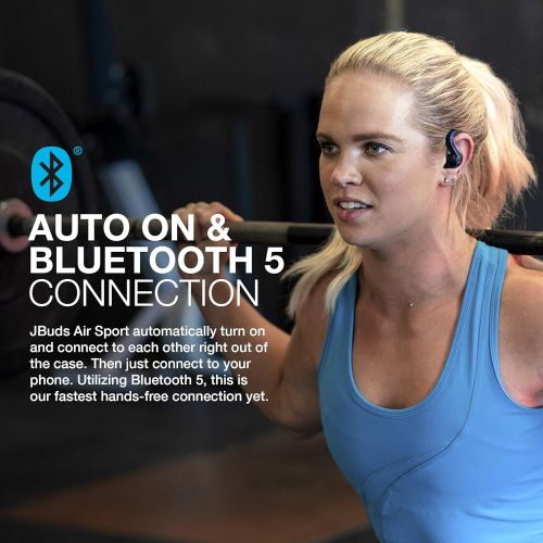  JLab JBuds Air Sport True Wireless Bluetooth Earbuds + Charging Case Black IP66 Sweat Resistance - Class 1 Bluetooth 5.0 Connection 3 EQ Sound Settings JLab Signature, Balanced, Ba