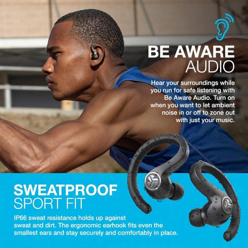  JLab JBuds Air Sport True Wireless Bluetooth Earbuds + Charging Case Black IP66 Sweat Resistance - Class 1 Bluetooth 5.0 Connection 3 EQ Sound Settings JLab Signature, Balanced, Ba