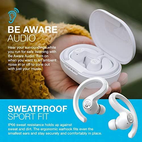  JLab JBuds Air Sport True Wireless Bluetooth Earbuds + Charging Case - White - IP66 Sweat Resistance - Class 1 Bluetooth 5.0 Connection - 3 EQ Sound Settings JLab Signature, Balanc