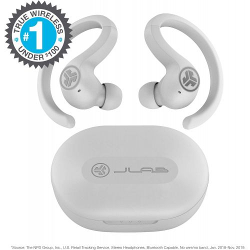  JLab JBuds Air Sport True Wireless Bluetooth Earbuds + Charging Case - White - IP66 Sweat Resistance - Class 1 Bluetooth 5.0 Connection - 3 EQ Sound Settings JLab Signature, Balanc