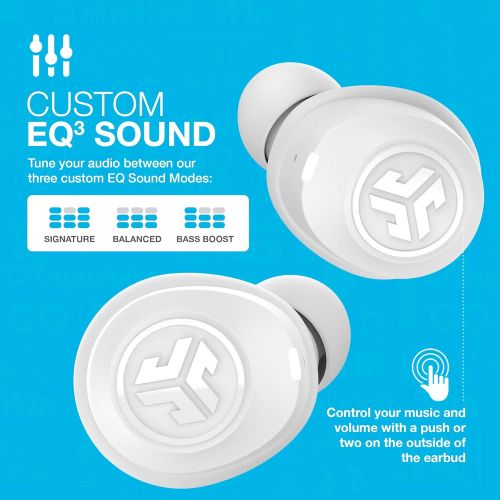  JLab JBuds Air True Wireless Signature Bluetooth Earbuds + Charging Case White IP55 Sweat Resistance Bluetooth 5.0 Connection 3 EQ Sound Settings: JLab Signature, Balanced, Bass Bo