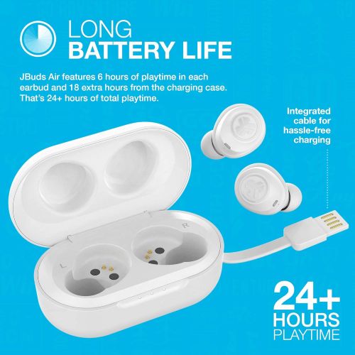  JLab JBuds Air True Wireless Signature Bluetooth Earbuds + Charging Case White IP55 Sweat Resistance Bluetooth 5.0 Connection 3 EQ Sound Settings: JLab Signature, Balanced, Bass Bo