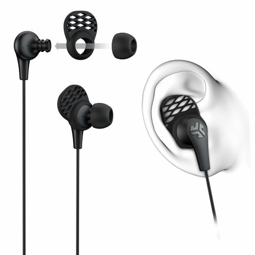  JLAB JLab Audio JBuds Pro Signature Earbuds | Titanium 10mm Drivers | Music Controls, Universal Mic | Custom Fit with Cush Fins | Multi-Color, 5 Count