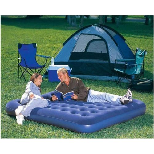  JLDN Inflatable Airbed with Flocked Top, Air Mattresses as Camping Bed Elevated Airbed as Camping Bed Air Mattresses for Guests, Family,King