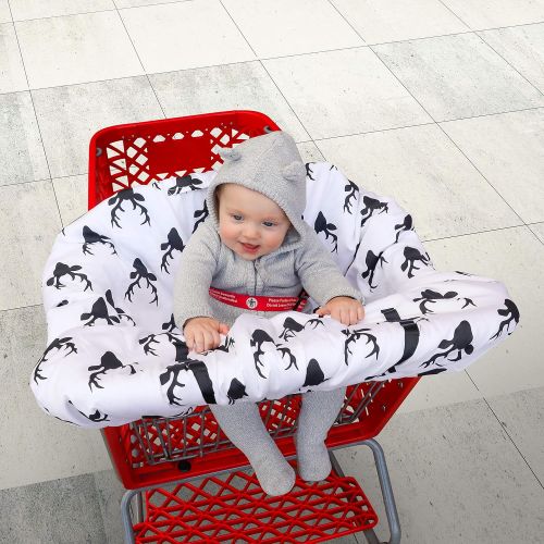  JLIKA Shopping cart Covers for Baby | High Chair and Grocery Cover for Babies | Infants |Toddlers Trolley Seat for Boys and Girls (Black White Buck)