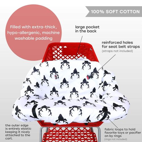  JLIKA Shopping cart Covers for Baby | High Chair and Grocery Cover for Babies | Infants |Toddlers Trolley Seat for Boys and Girls (Black White Buck)
