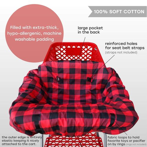  JLIKA Shopping cart Covers for Baby | High Chair and Grocery Cover for Babies | Infants |Toddlers Trolley Seat for Boys and Girls (Buffalo Plaid)