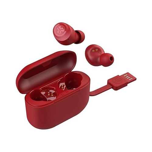  JLab Go Air Pop True Wireless Bluetooth Earbuds + Charging Case, Rose Red, Dual Connect, IPX4 Sweat Resistance, Bluetooth 5.1 Connection, 3 EQ Sound Settings Signature, Balanced, Bass Boost