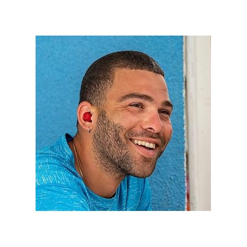  JLab Go Air Pop True Wireless Bluetooth Earbuds + Charging Case, Rose Red, Dual Connect, IPX4 Sweat Resistance, Bluetooth 5.1 Connection, 3 EQ Sound Settings Signature, Balanced, Bass Boost