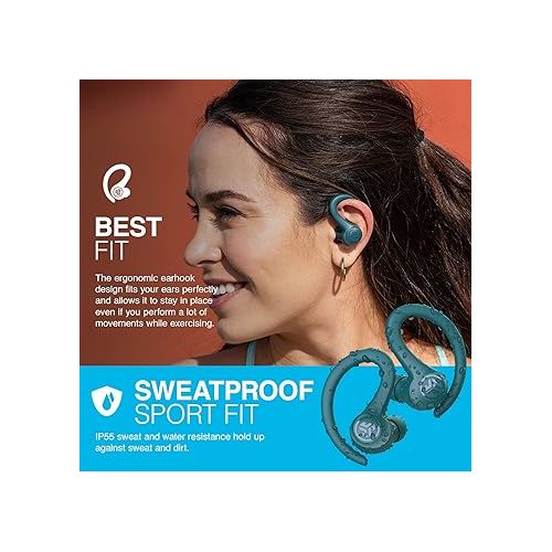  JLab Go Air Sport, Wireless Workout Earbuds, Teal, Featuring C3 Clear Calling, Secure Earhook Sport Design, 32+ Hour Bluetooth Playtime, and 3 EQ Sound Settings