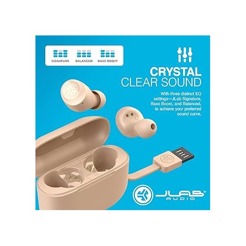  JLab Go Air Tones True Wireless Earbuds Designed with Auto On and Connect, Touch Controls, 32+ Hours Bluetooth Playtime, EQ3 Sound, and Dual Connect, Natural Earthtone Color (474 C)