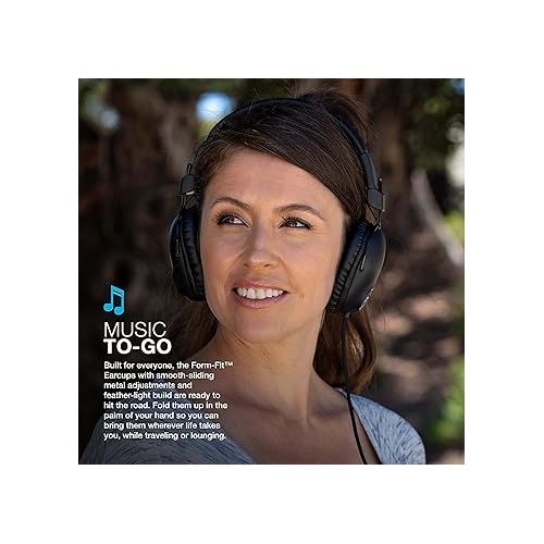  JLab Studio Pro Over-Ear Headphones, Wired Headphones, Tangle Free Cord, Ultra-Plush Faux Leather with Cloud Foam Cushions, 40mm Neodymium Drivers with C3 Sound, Black