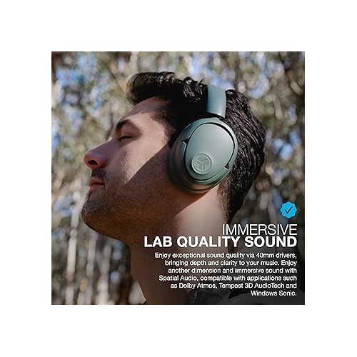  JLab JBuds Lux ANC Wireless Headphones, Sage, Hybrid Active Noise Cancelling, Customizable Sound, Spatial Audio Compatible, Premium Over-Ear Bluetooth Headset