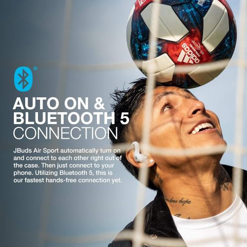  JLab JBuds Air Sport True Wireless Bluetooth Earbuds + Charging Case - White - IP66 Sweat Resistance - Class 1 Bluetooth 5.0 Connection - 3 EQ Sound Settings JLab Signature, Balanc