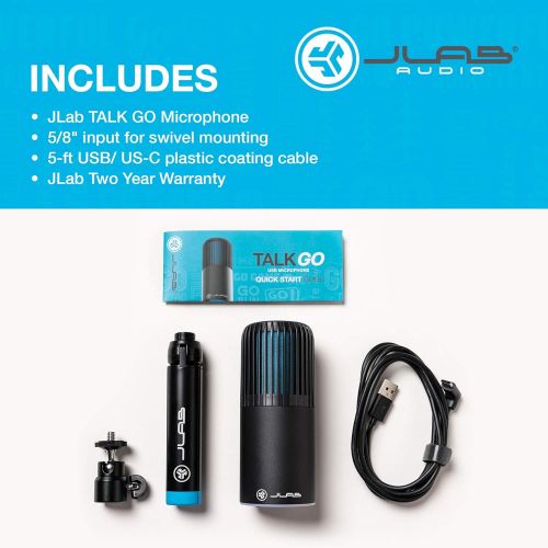  [아마존베스트]JLab Audio Talk Go USB Microphone | USB-C Output | Cardioid or Omnidirectional | 96k Sample Rate | 20Hz - 20kHz Frequency Response | Volume Control and Quick Mute | Plug and Play