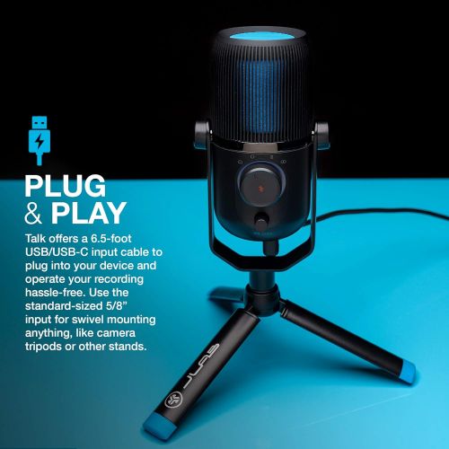  [아마존베스트]JLab Audio Talk USB Microphone | USB-C Output | Cardioid, Omnidirectional, Stereo or Bidirectional | 96k Sample Rate | 20Hz - 20kHz Frequency Response | Volume, Gain Control, Quick