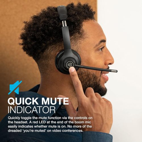  JLab Go Work Wireless On-Ear Headphones with Boom Mic Bluetooth or Wired Office Headset Multipoint Connect 45+ Hours Playtime Clear Calls and Video Calls Using Your Computer or Mob