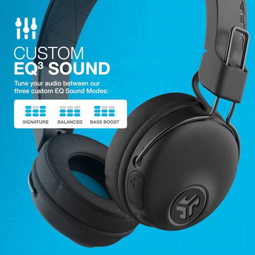  JLab Studio Bluetooth Wireless On-Ear Headphones 30+ Hour Bluetooth 5 Playtime EQ3 Sound Ultra-Plush Faux Leather & Cloud Foam Cushions Track and Volume Controls Black