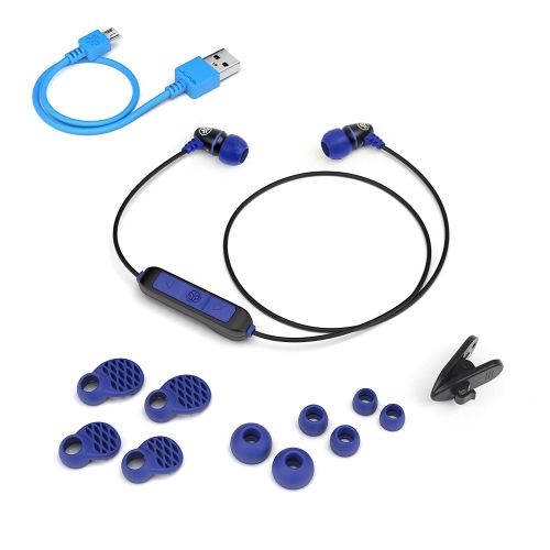  JLAB JLab Audio Metal Bluetooth Wireless Rugged Earbuds - Black  Blue - Titanium 8mm Drivers 6 Hour Battery Life Bluetooth 4.1 IP55 Sweat Proof Rating Extra Gel Tips and Cush Fins