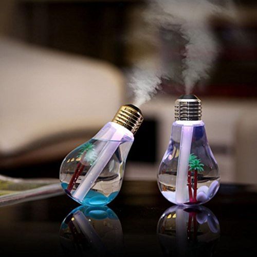  JM USB Portable Desktop Bulb Air Humidifier, Ultrasonic Humidifier with On/Off 7 Color Changing LED Night Lights, 400ml USB Portable Mist Air Humidifier for Home, Office, Bedroom,