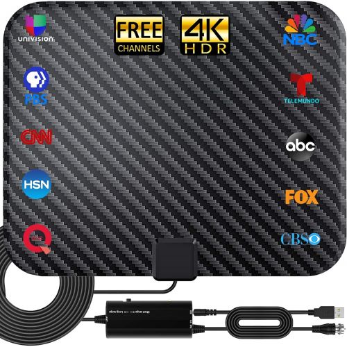  JM NEXLOV TV Antenna- Amplified HD Digital Indoor HDTV Antenna Long 380+ Miles Range 360° Reception Antenna Amplifier Signal Booster Support 4K 1080p Fire tv Stick and All Old TVs-18ft Coax