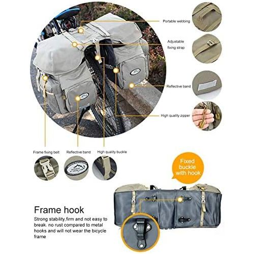  JMsDream Bicycle Bike Bag, 50L Bike Bicycle Panniers Commuting Saddle Bag with Reflective Trim and Large Pockets for Bike Bicycle Rear Rack