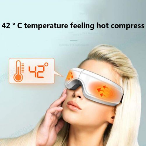  JMung Wireless Eye Massager Foldable Bluetooth hot Compress Rechargeable with Vibration, air Compression, Heat and Music for Temple Pressure/Eye Strain