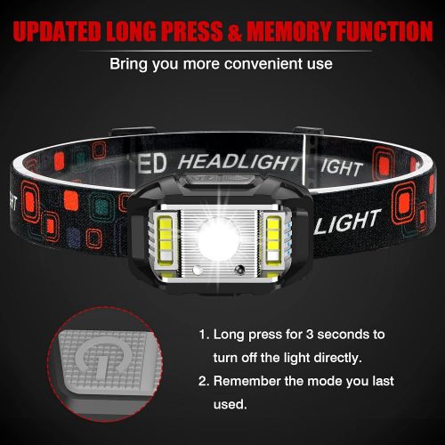  Headlamp Rechargeable, JNDFOFC 1200 Lumen Super Bright Motion Sensor LED Head Lamp flashlight, 2 PACK Waterproof Headlight with White Red Light,14 Modes Head Lights for Outdoor Cam