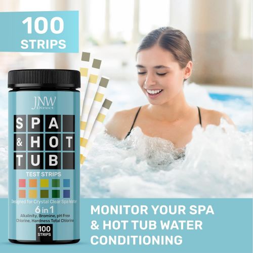  JNW Direct Spa Test Strips for Hot Tubs - 100 Count, Best Kit for Accurate Water Quality Testing at Home, 6 in 1 Hot Tub Testing Strips