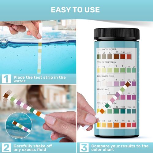  JNW Direct Spa Test Strips for Hot Tubs - 100 Count, Best Kit for Accurate Water Quality Testing at Home, 6 in 1 Hot Tub Testing Strips