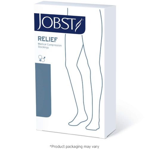 JOBST Relief 30-40 mmHg Compression Stockings, Thigh High with Silicone Band, Open Toe, Beige, Medium