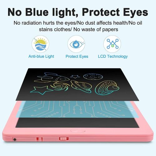  [아마존베스트]JOEAIS Colourful LCD Writing Board 8.5 Inch Electronic Writing Tablet with Pen, Digital Drawing Board with Anti-Clearance Function, Painting Graffiti Notes Writing for Children (Pi