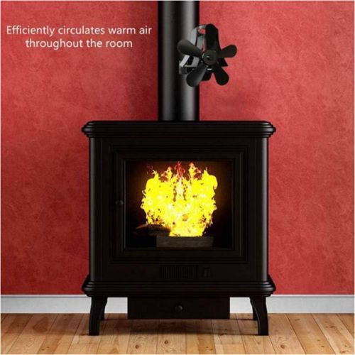  JOEPET Heat Powered Stove Fan Flue Pipe, 5 Blade Silent Chimneys Fireplace Fan for Wood Logs Burners Fireplace, Eco Friendly Wood Stove Pipe Fan, Black